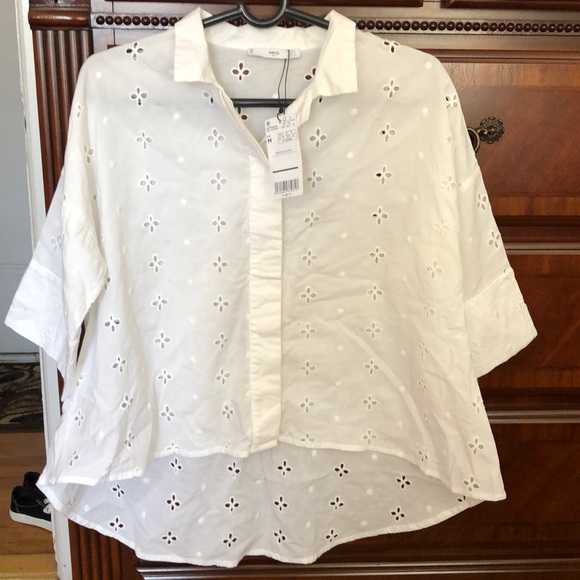 Mango white embroidered shirt - Picture 3 of 8